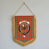 MacLaine of Loch Buie Tartan Crest Wall Hanging Banner - Wood Pole